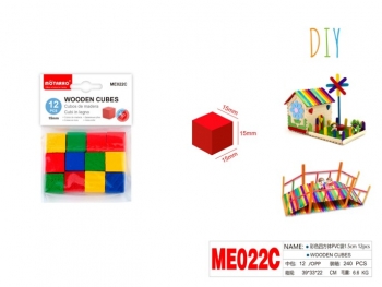 Spalvoti mediniai kubai  1,5cm 12vnt MOTARRO