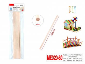 Apvalūs mediniai strypai 6 mm × 30 cm 8 vnt MOTARRO