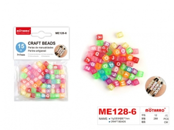 Dekoracija karoliukai Raidės 7x7mm 15gr įvairių spalvų MOTARRO
