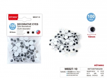 Akytės judančios 10mm 100vnt juodos spalvos MOTARRO
