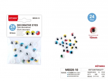 Akytės judančios 10mm 24vnt spalvotos MOTARRO