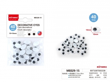 Akytės judančios 15x10mm 40vnt juodos spalvos MOTARRO