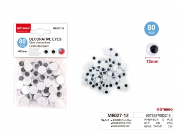 Akytės judančios 12mm 80vnt juodos spalvos MOTARRO