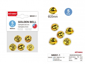 Varpeliai 50mm 5vnt auksinės spalvos su kilpele MOTARRO