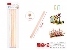 Apvalūs mediniai strypai 15 mm × 30 cm 3vnt MOTARRO