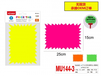 Kainų etiketės kartoninės 250 × 150mm, 5 vnt., įvairių spalvų MOTARRO