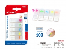 Indeksai lipnūs plastikiniai 13x45mm 5vnt x 20lapų MOTARRO