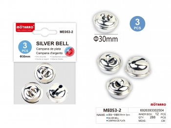 Varpeliai 30mm 3vnt sidabrinės spalvos su kilpele MOTARRO