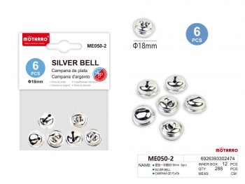 Varpeliai 18mm 6vnt sidabrinės spalvos su kilpele MOTARRO