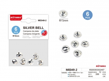 Varpeliai 15mm 6vnt sidabrinės spalvos MOTARRO