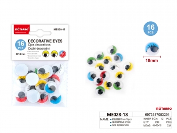 Dekoratyvinės akys 18mm 16vnt MOTARRO