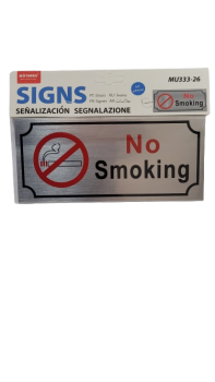 Lentelė aliumininė No Smoking klijuojama 200x90mm MOTARRO