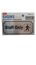 Lentelė aliumininė STAFF ONLY klijuojama 200x90mm MOTARRO