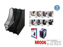Dokumentų stovas vertikalus 3-jų skyrių perf.metalo juodos sp 240x355x285mm MOTARRO