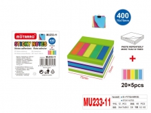 Lipnūs lapeliai 75x75mm 400lapų spalvoti + žymekliai 5sp x 20l MOTARRO