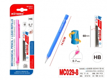 Mechaninis pieštukas HB 0,7mm + papildomos šerdelės 20vnt MOTARRO