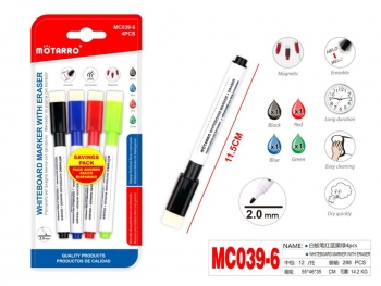 Markerių rinkinys baltai lentai 2mm 4vnt raudonos, mėlynos, juodos, žalios sp MOTARRO