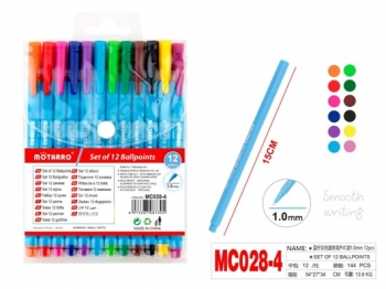 Tušinukų rinkinys 1.0mm 12spalvų MOTARRO
