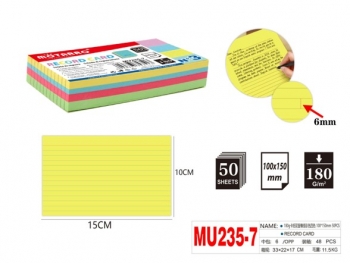Lapeliai užrašams spalvoti 100x150mm 50l linija 180gm2 MOTARRO