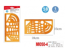 Daugiafunkcinė geometrinių figūrų liniuotė 18cm MOTARRO