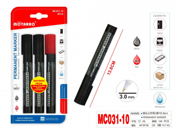 Markeris MOTARRO permanentinis juoda + raudona sp 3.0mm 3vnt smailiu galu