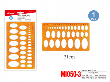 Daugiafunkcinė geometrinių figūrų liniuotė OVALAI 21cm MOTARRO