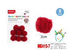 Dekoracija pomponai 20mm 8vnt bordinės sp MOTARRO