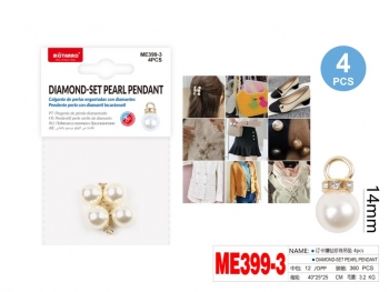 Dekoracija Perlas 17mm su kristalais baltos spalvos 4vnt MOTARRO