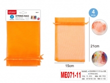 Maišelių dovanoms rinkinys MOTARRO 4vnt 150x210mm sutraukiami oranžinės sp
