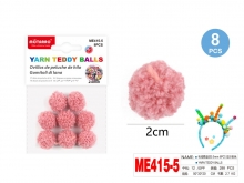 Dekoracija pomponai 20mm 8vnt rožinės sp MOTARRO