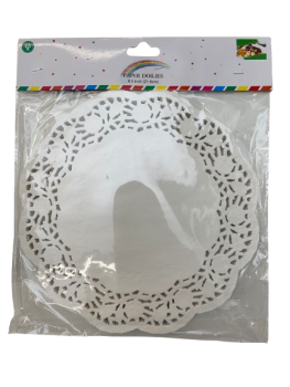Vienkartiniai padėkliukai popieriniai karpyti baltos sp D 21,6 cm