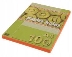 Spalvotas popierius A4 80grm2 100lapų oranžinė spalva KRESKA