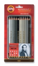Akvareliniai pieštukai dailei Koh-I-Noor, 12 pieštukų pilkų atspalvių