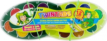 Akvareliniai dažai JOLLY 12sp. paletės formoje (2tep+tempera) plastikinė dėžutė