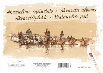 Akvarelės sąsiuvinis A3, 10 lapų, 200gsm.