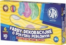 Dažai dekoratyviniams darbams 6 sp x 10 ml, perlamutriniai , ASTRA