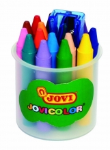 Vaškinės kreidelės su drožtuku JOVI, 16 spalvų