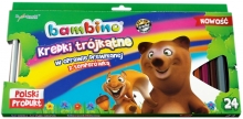 Pieštukai trikampiai stori 24 spalvų +drožtukas Bambino