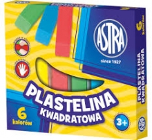 Plastilinas 6 spalvų kvadratinis ASTRA