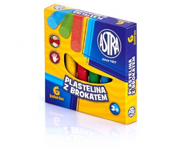 Plastilinas 6 spalvų su blizgučiais ASTRA