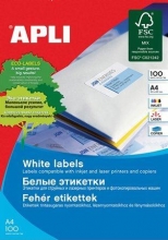 Etiketiniai lipdukai APLI 105x148mm, A4, 4 lipdukai lape, balti, 100l.