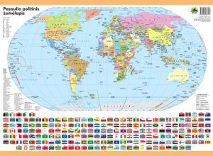 Pasaulio politinis žemėlapis 60x42 cm laminuotas